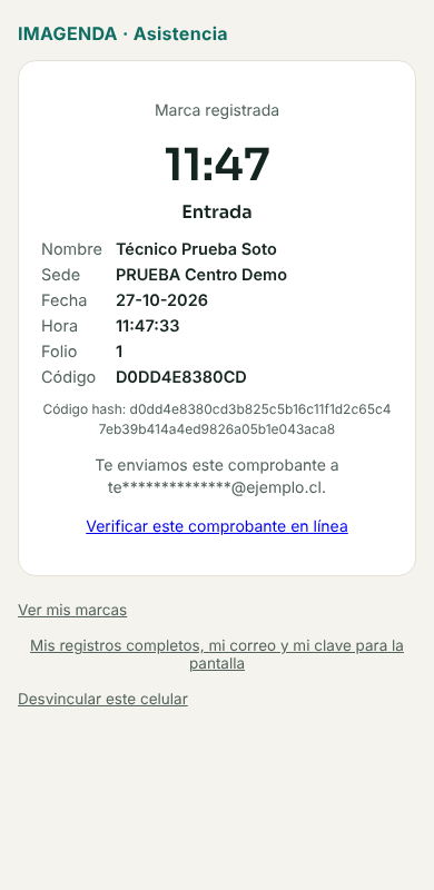 Comprobante en el celular