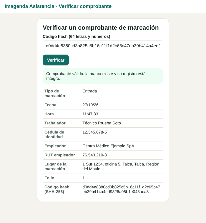 Verificación del comprobante